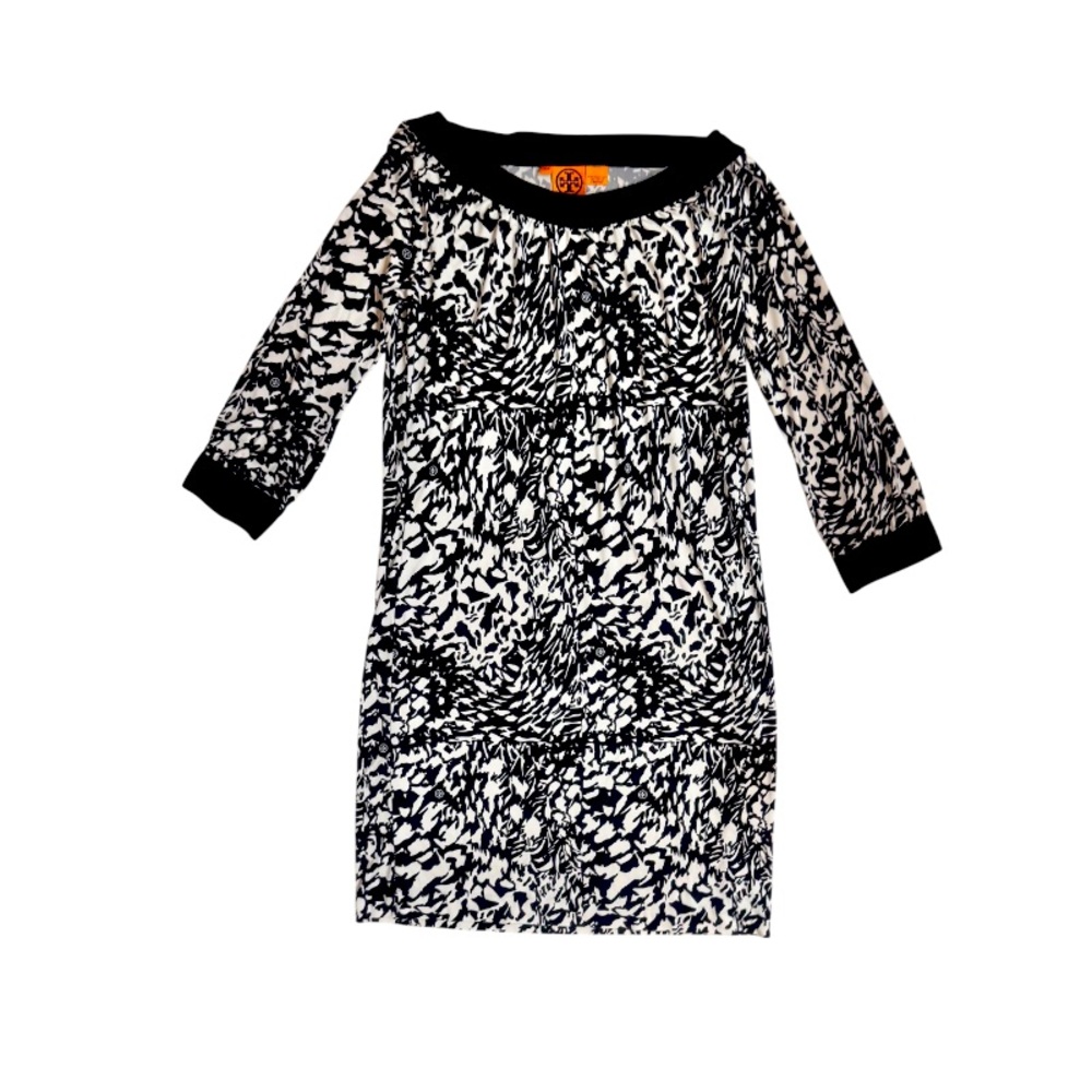 Tory Burch black cream  silk dress size 6 8 small
